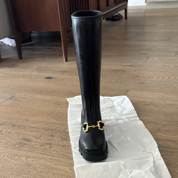 Gucci Horsebit Elegant Black Rain Boots - Picture 3 of 12